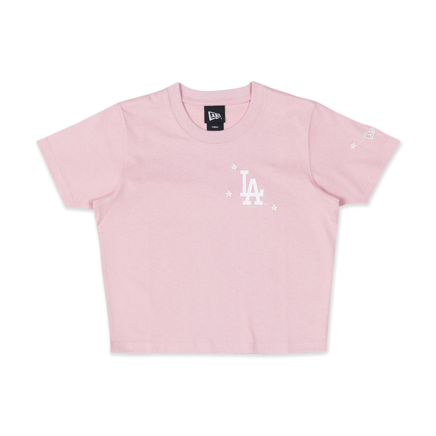 LOS ANGELES DODGERS MINI FLORAL PINK ROUGE WOMEN CROP TEE
