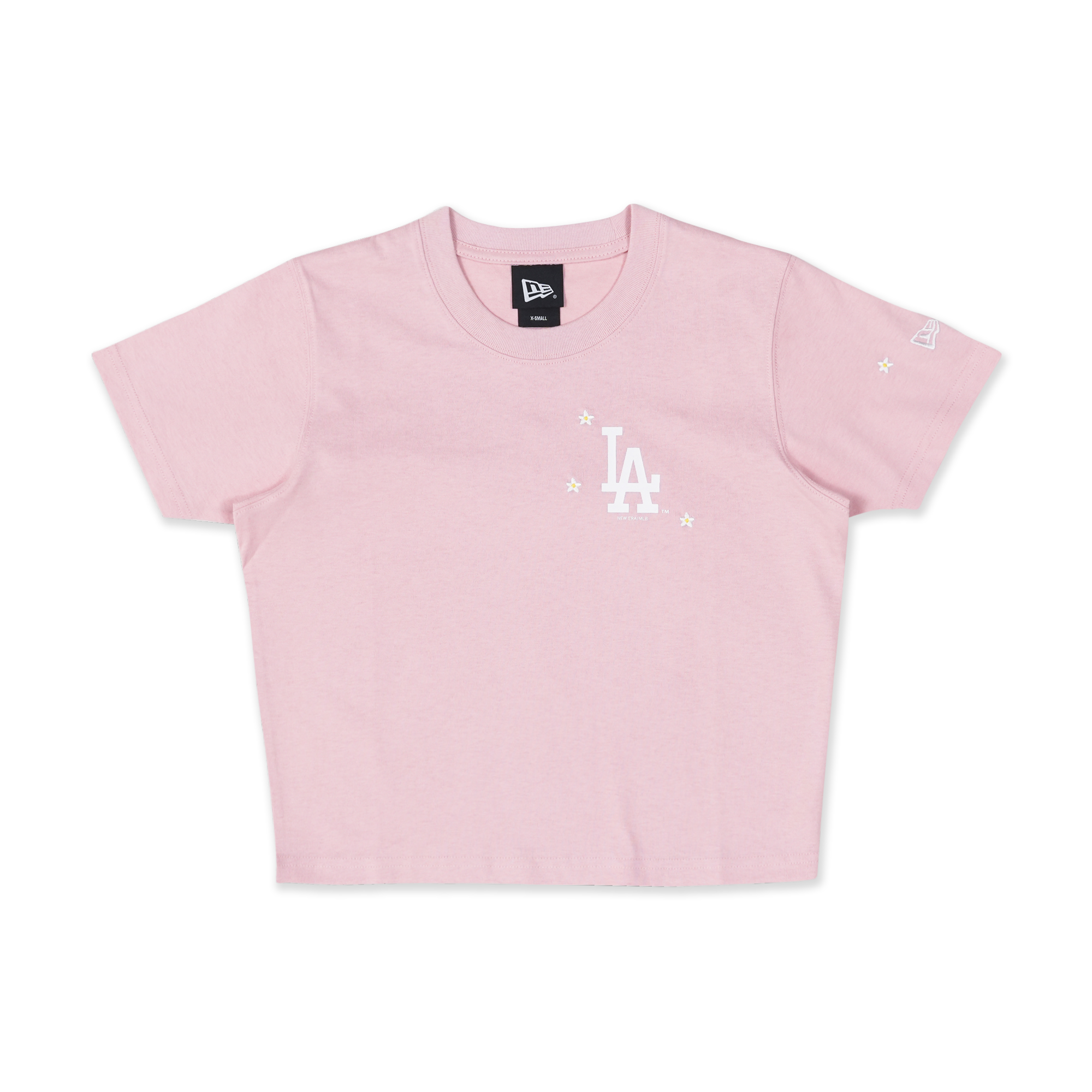 LOS ANGELES DODGERS MINI FLORAL PINK ROUGE WOMEN CROP TEE