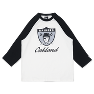 OAKLAND RAIDERS NFL CANVAS WASH IVORY BLACK RAGLAN SLEEVE T-SHIRT