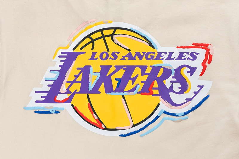 LOS ANGELES LAKERS TINT BRUSH LIGHT CREAM SHORT SLEEVE T-SHIRT
