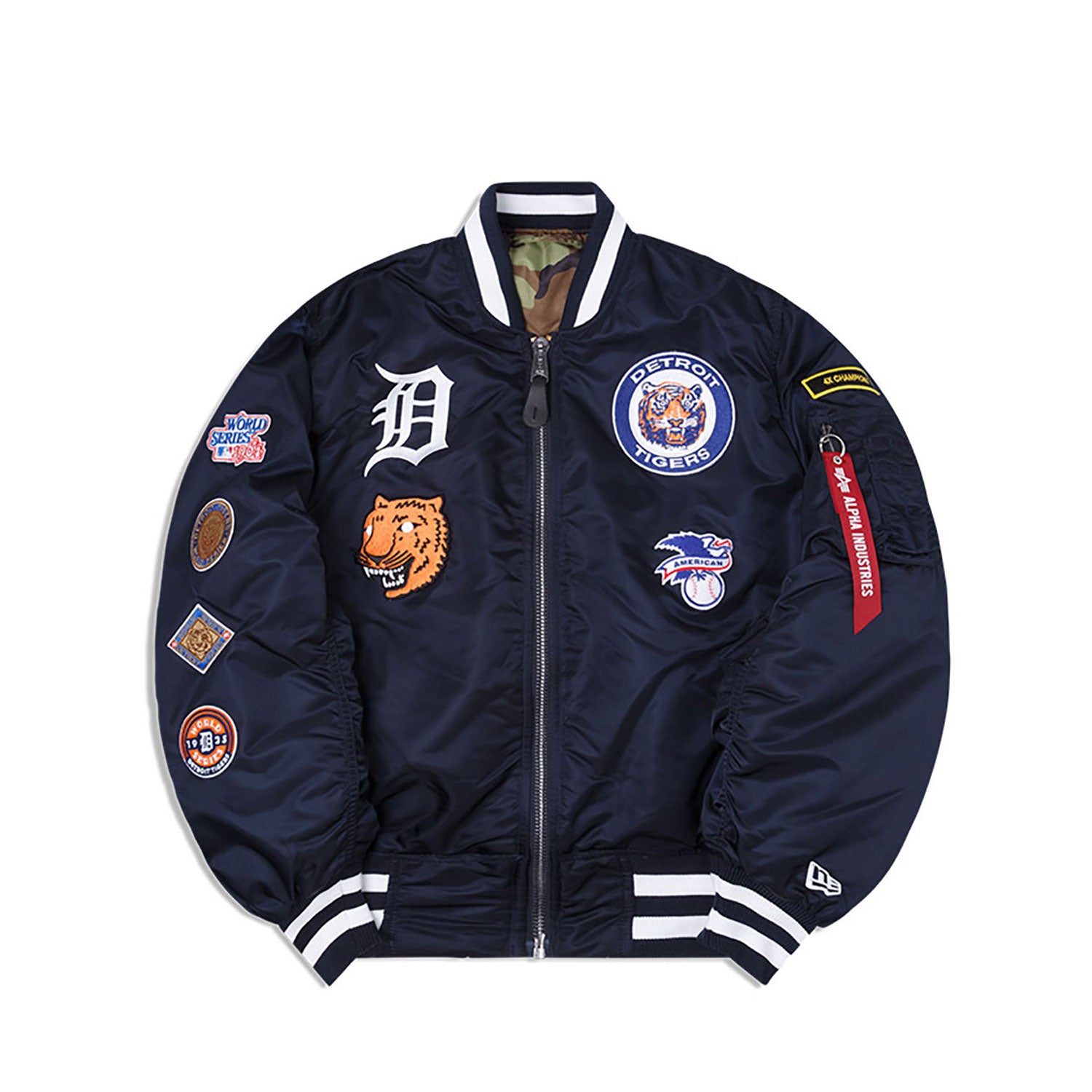 Detroit Tigers X Alpha Industries Blue Reversible Bomber Jacket