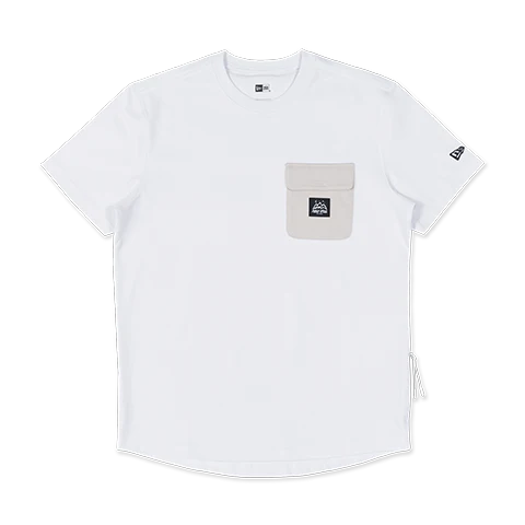 NEW ERA OUTDOOR MOUNTAIN LABEL WHITE POCKET PERFORMANCE SHORT SLEEVE T-SHIRT