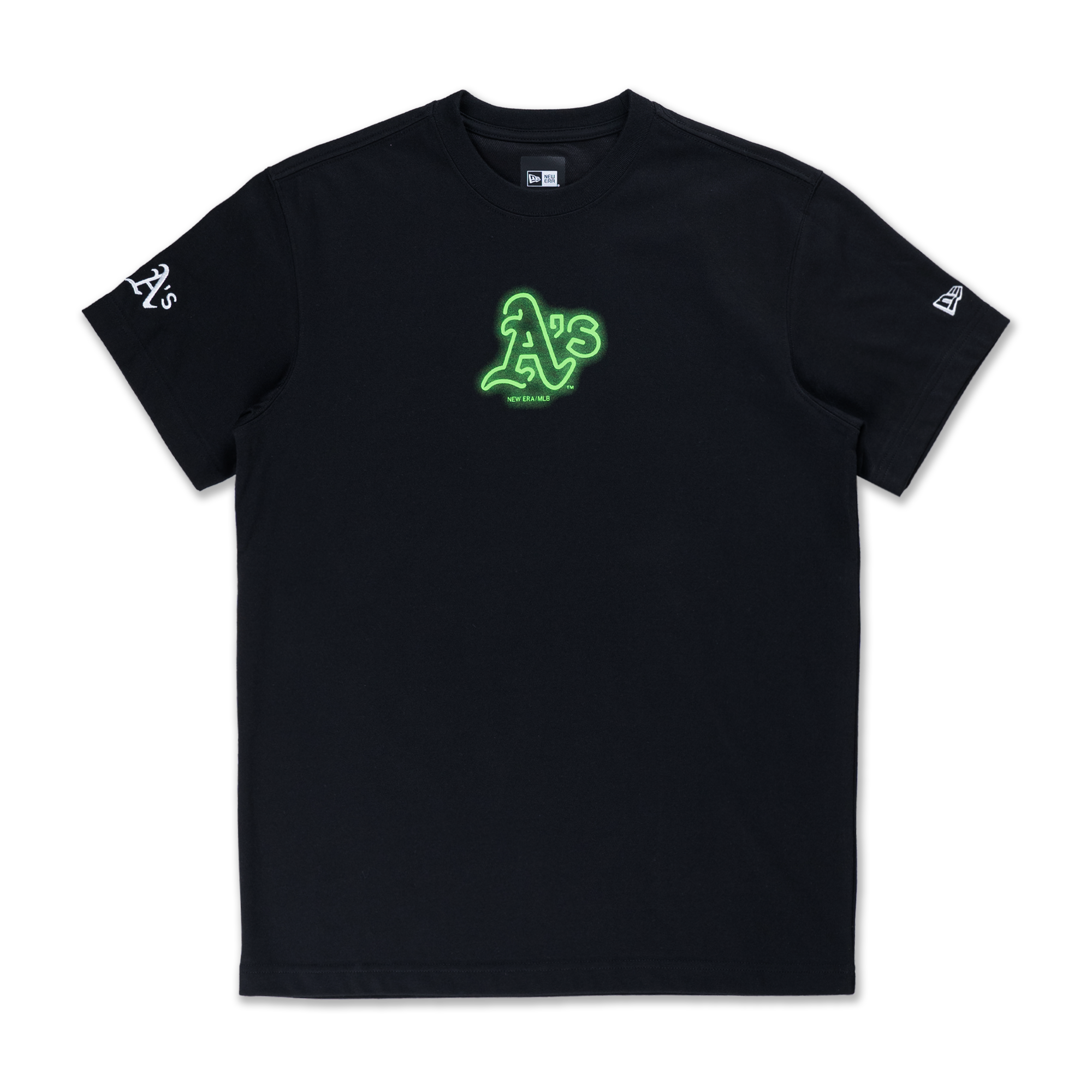 OAKLAND ATHLETICS PARTY VIBE - SUMMER NEON BLACK REGULAR SHORT SLEEVE T-SHIRT