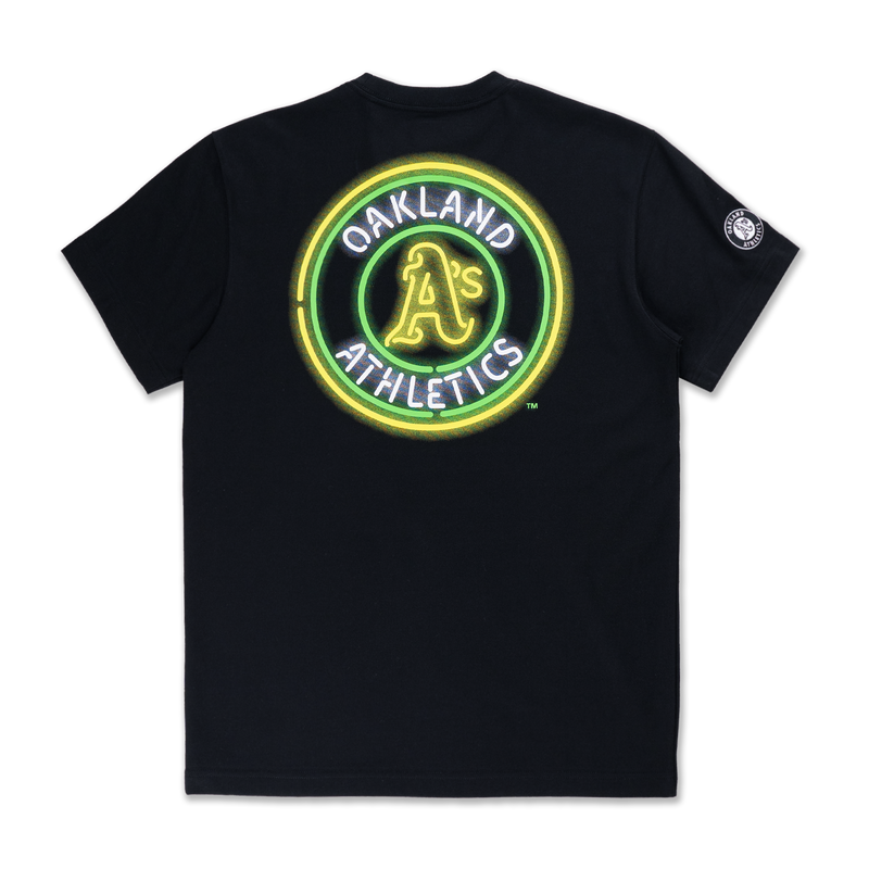 OAKLAND ATHLETICS PARTY VIBE - SUMMER NEON BLACK REGULAR SHORT SLEEVE T-SHIRT