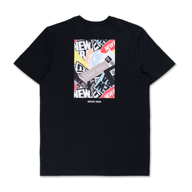 NEW ERA PARTY VIBE - NE STICKER BOMBING BLACK REGULAR SHORT SLEEVE T-SHIRT