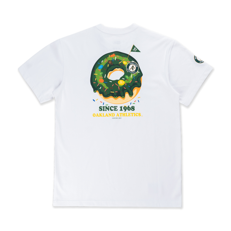 OAKLAND ATHLETICS PARTY VIBE - MLB DONUT WHITE REGULAR SHORT SLEEVE T-SHIRT