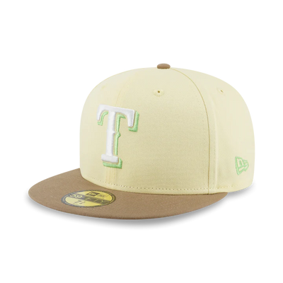 59FIFTY PACK - LEMON TEA TEXAS RANGERS COOPERSTOWN KHAKI VISOR BABY YELLOW 59FIFTY CAP