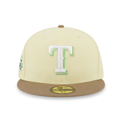 59FIFTY PACK - LEMON TEA TEXAS RANGERS COOPERSTOWN KHAKI VISOR BABY YELLOW 59FIFTY CAP