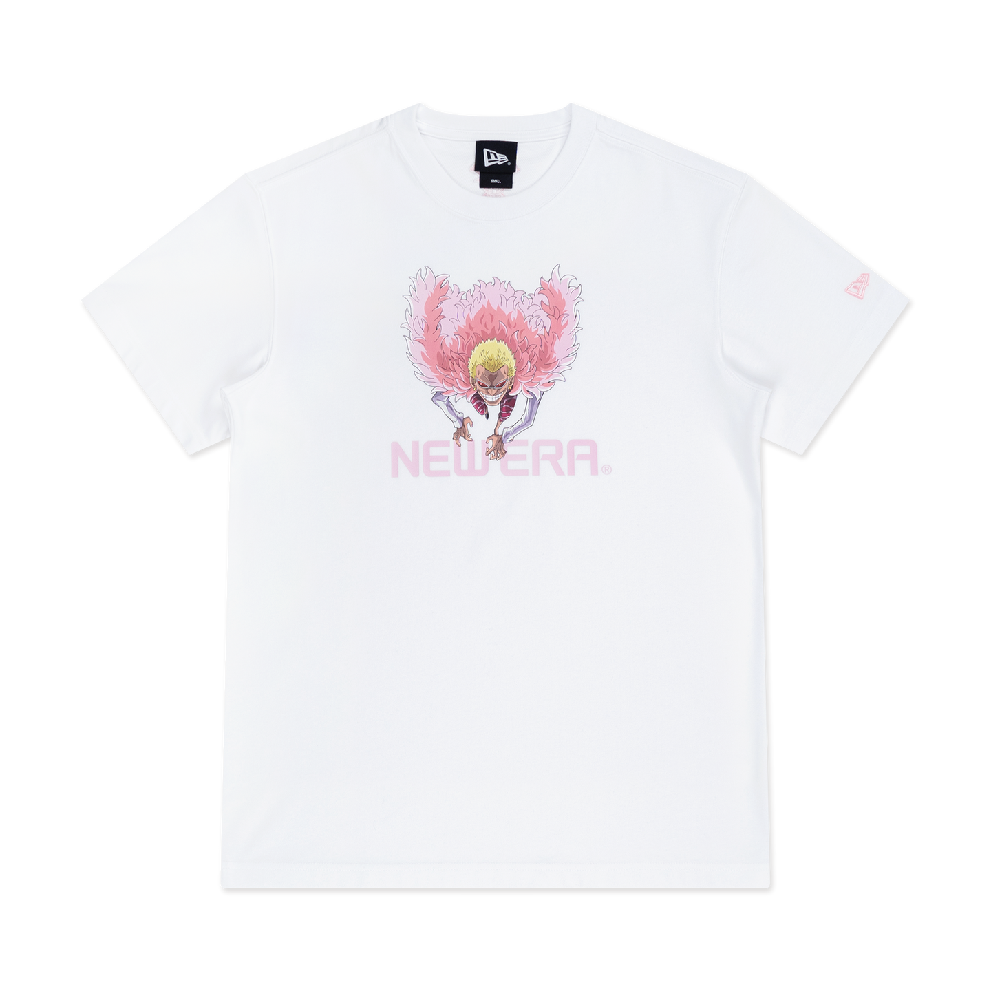 NEW ERA X ONE PIECE DONQUIXOTE DOFLAMINGO WHITE SHORT SLEEVE T-SHIRT