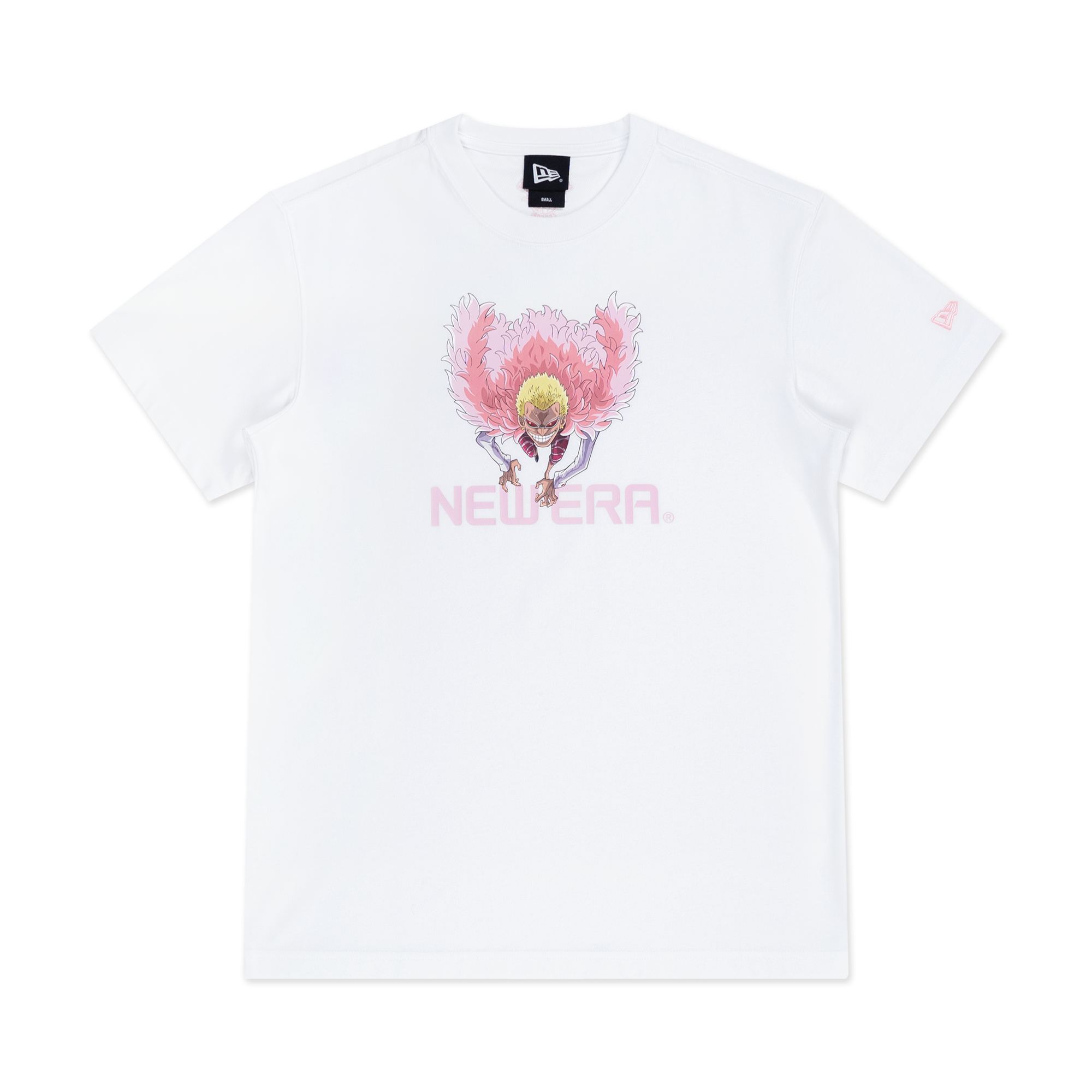NEW ERA X ONE PIECE DONQUIXOTE DOFLAMINGO WHITE SHORT SLEEVE T-SHIRT