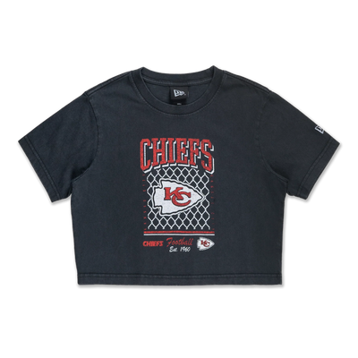 KANSAS CITY CHIEFS OLD SCHOOL SPORT AP BLACK WOMEN CROP TEE