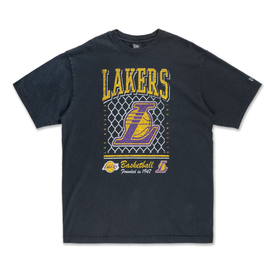 LOS ANGELES LAKERS OLD SCHOOL SPORT AP BLACK OVERSIZED SHORT SLEEVE T-SHIRT