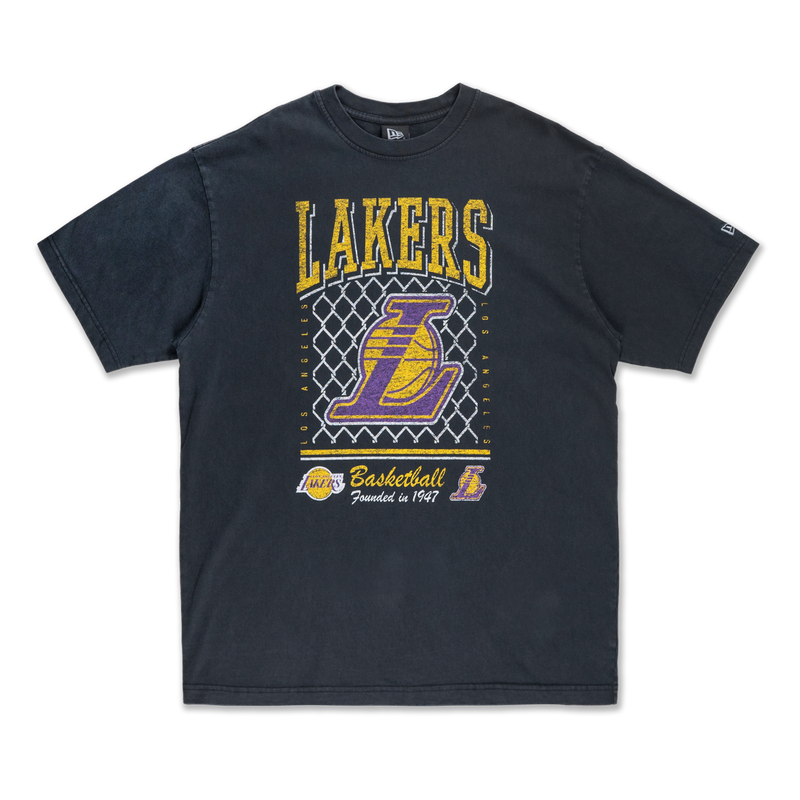 LOS ANGELES LAKERS OLD SCHOOL SPORT AP BLACK OVERSIZED SHORT SLEEVE T-SHIRT