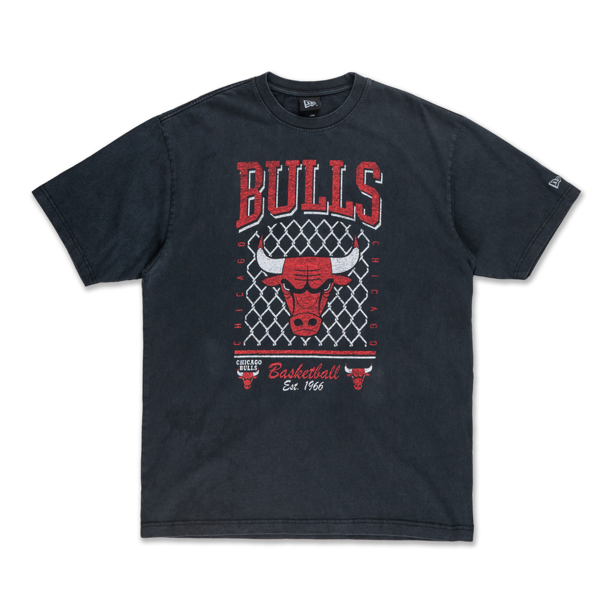 CHICAGO BULLS OLD SCHOOL SPORT AP BLACK OVERSIZED SHORT SLEEVE T-SHIRT