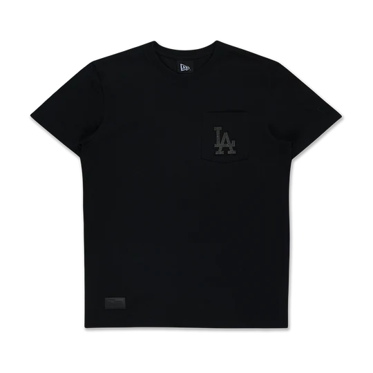 LOS ANGELES DODGERS NEW ERA DARK 90S BLACK SHORT SLEEVE POCKET T-SHIRT