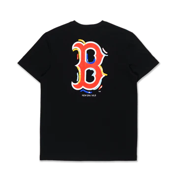 BOSTON RED SOX TINT BRUSH BLACK SHORT SLEEVE T-SHIRT