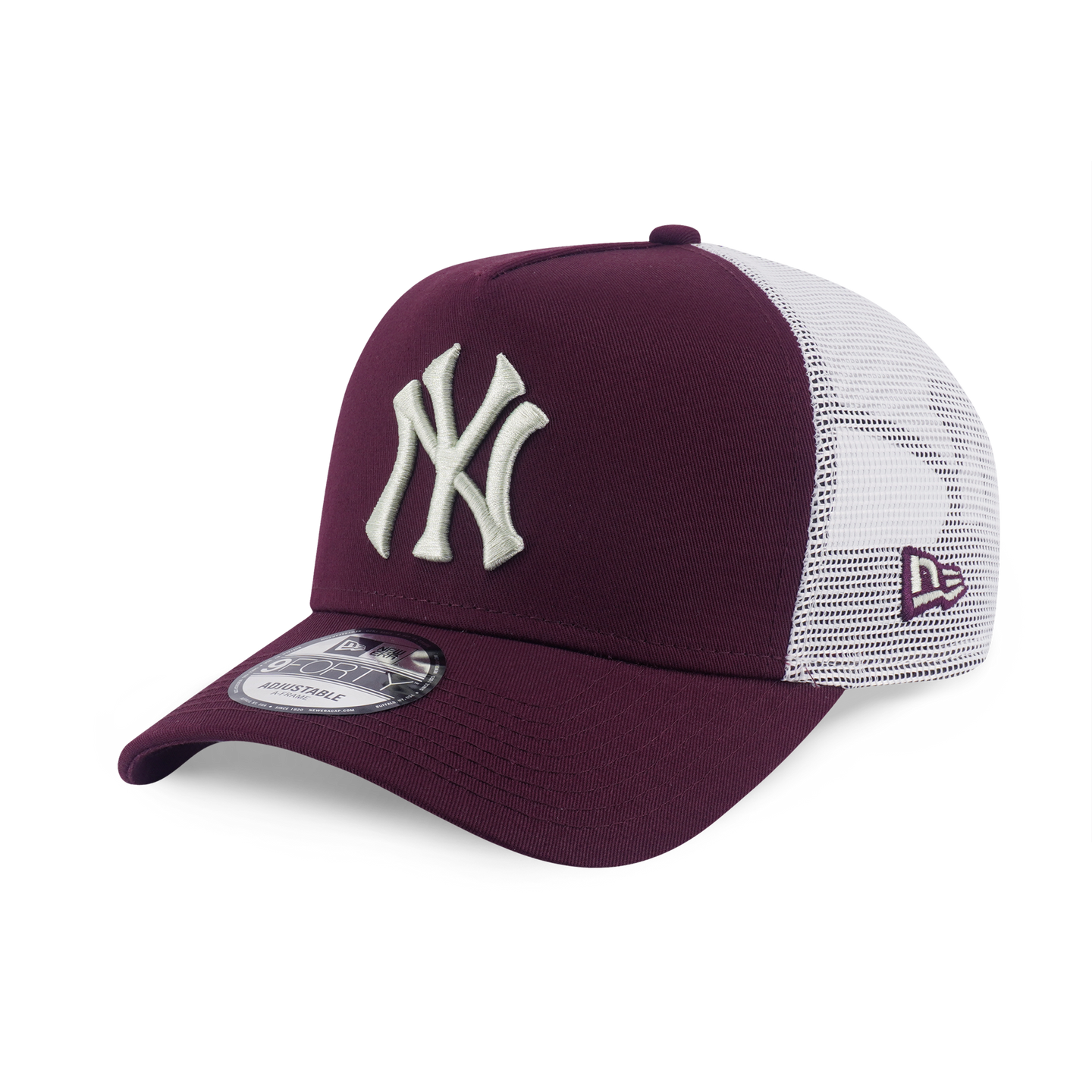 NEW YORK YANKEES COLOR ERA 2-TONE WHITE REAR MAROON RED 9FORTY AF TRUCKER CAP