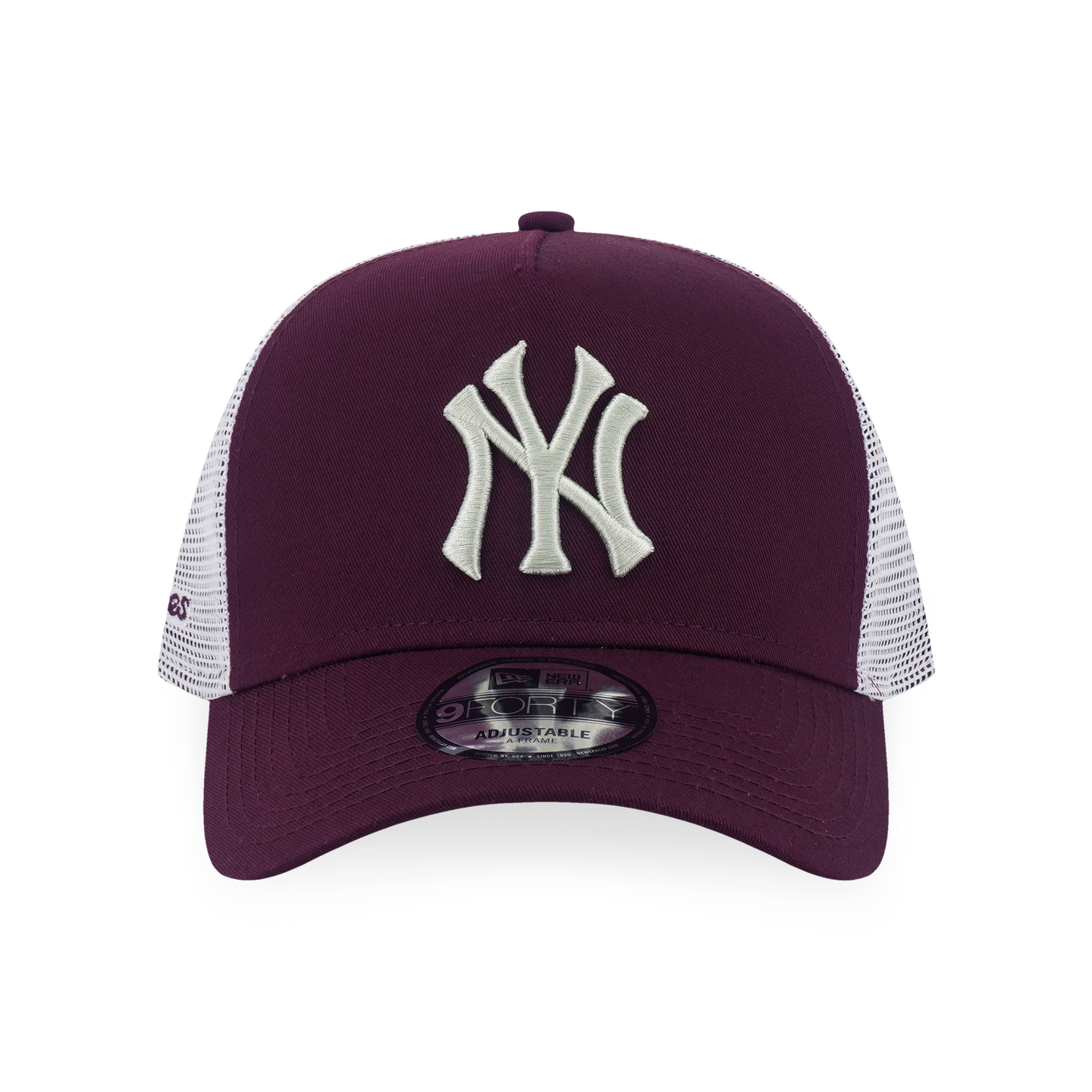 NEW YORK YANKEES COLOR ERA 2-TONE WHITE REAR MAROON RED 9FORTY AF TRUCKER CAP
