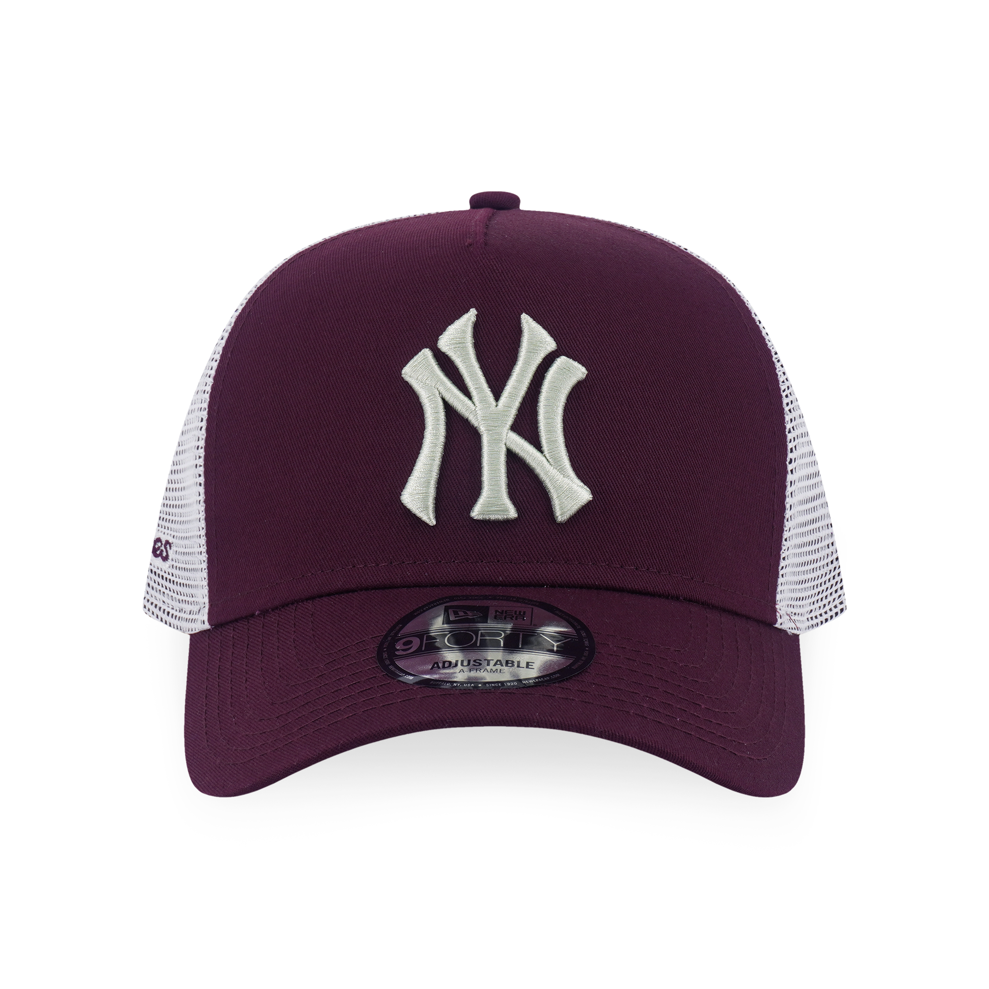 NEW YORK YANKEES COLOR ERA 2-TONE WHITE REAR MAROON RED 9FORTY AF TRUCKER CAP