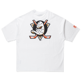 Anaheim Ducks NHL Team Logo White Oversized Short Sleeve T-Shirt