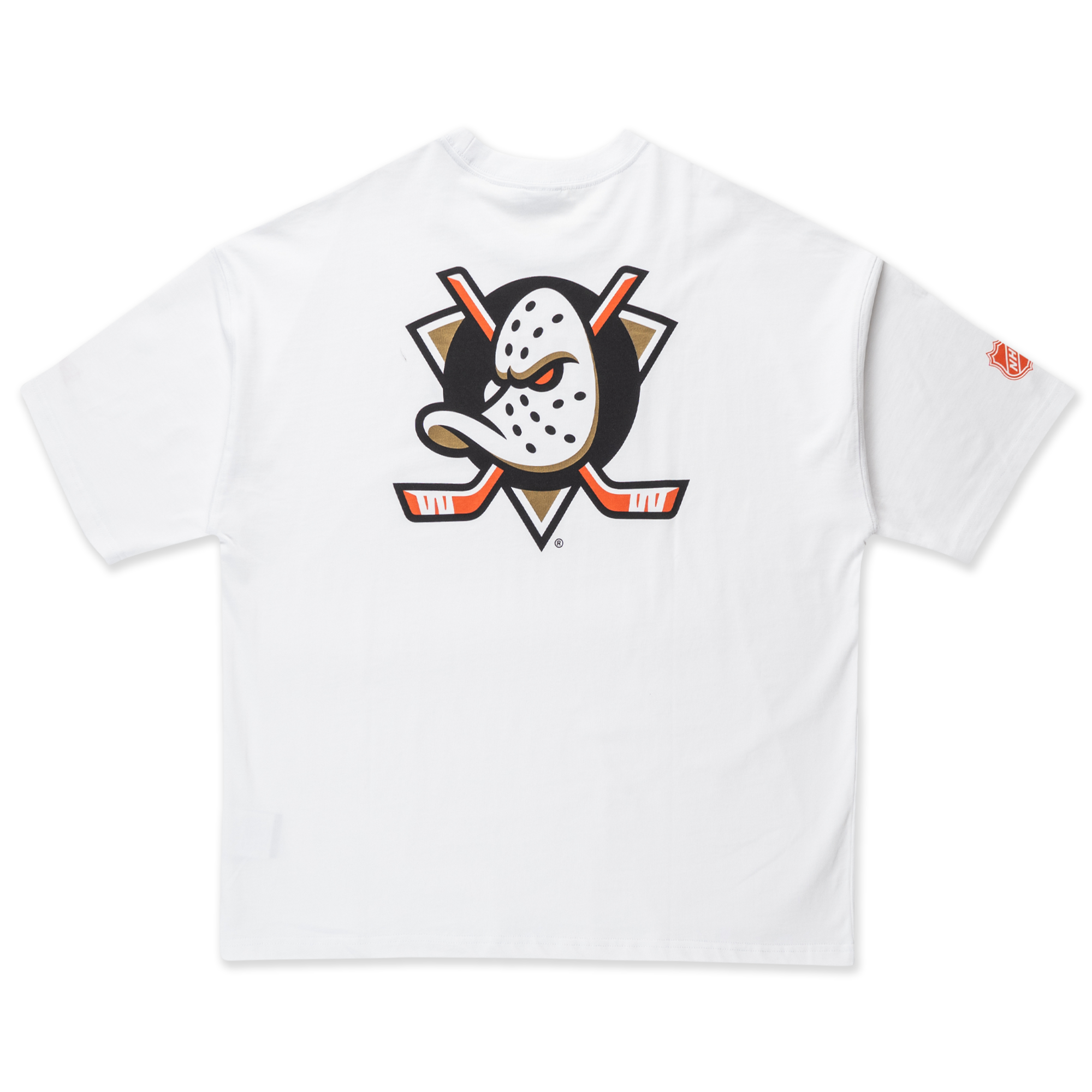 Anaheim Ducks NHL Team Logo White Oversized Short Sleeve T-Shirt
