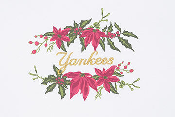 NEW YORK YANKEES CHRISTMAS FLORAL WHITE WOMEN SHORT SLEEVE T-SHIRT