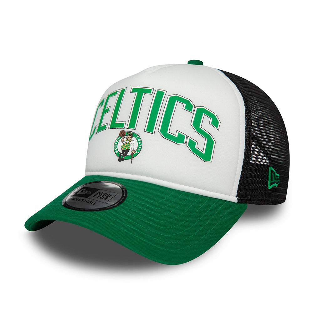 Boston Celtics NBA Graphic 2-Tone Black Rear White 9forty E-frame Trucker Cap