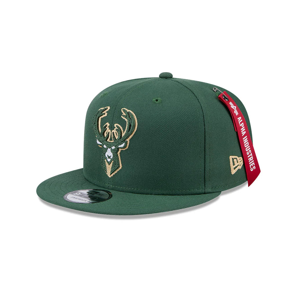 ALPHA INDUSTRIES X MILWAUKEE BUCKS DARK GREEN 9FIFTY CAP