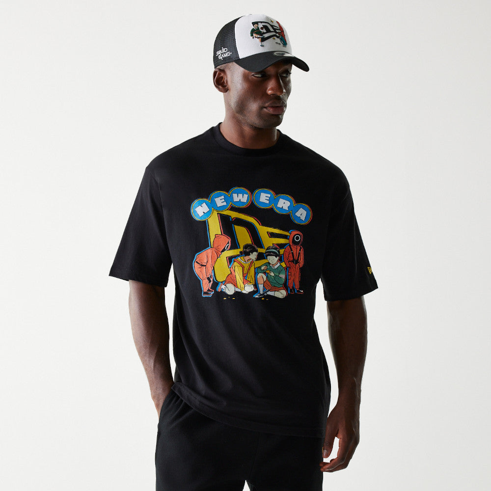 New Era X Netflix Squid Game Graphic Black Oversized Short Sleeve T-Shirt