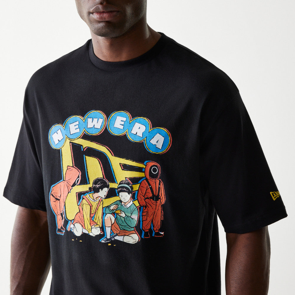 New Era X Netflix Squid Game Graphic Black Oversized Short Sleeve T-Shirt