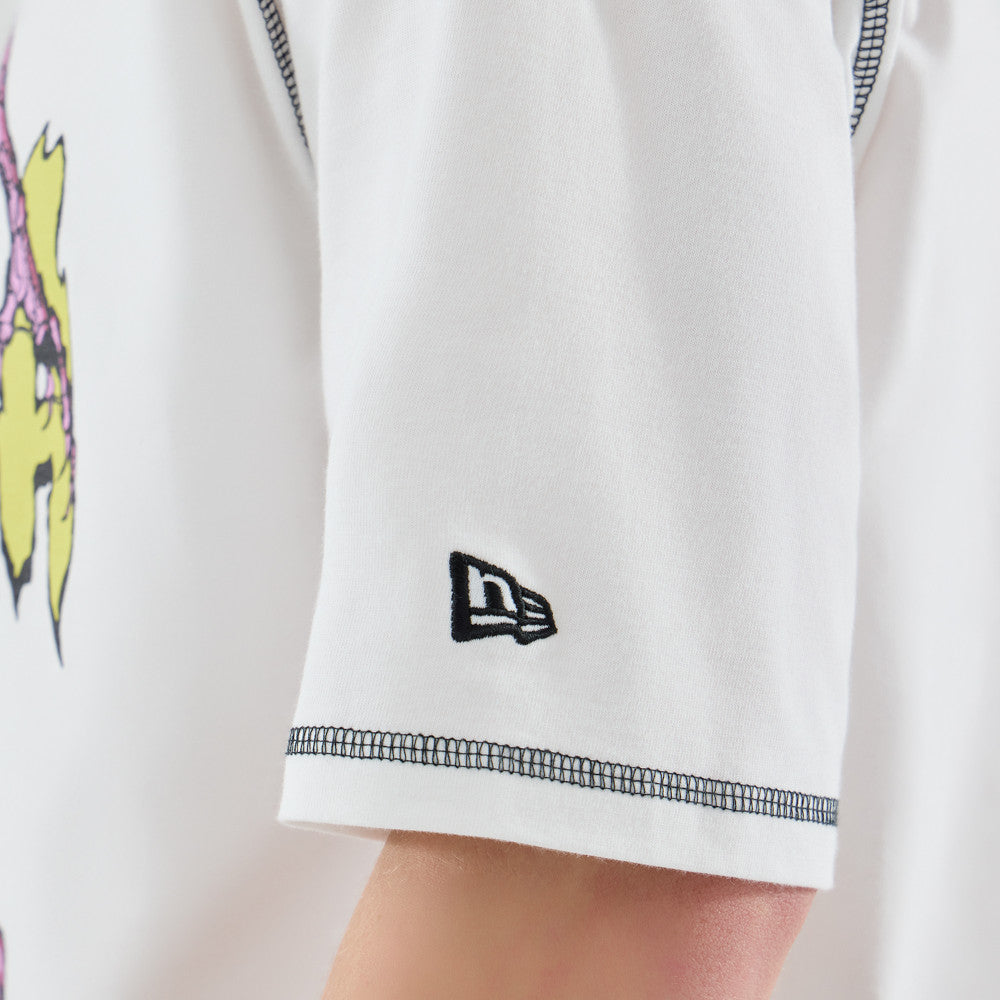 Netflix Stranger Things Demogorgon Short Sleeve Oversized Cotton T-Shirt in White