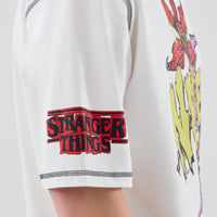 Netflix Stranger Things Demogorgon Short Sleeve Oversized Cotton T-Shirt in White