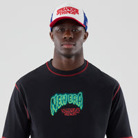 Netflix Stranger Things Eleven Short Sleeve Oversized Cotton T-Shirt in Black