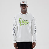 White long-sleeved Oversized Cotton t-shirt featuring the Netflix Stranger Things