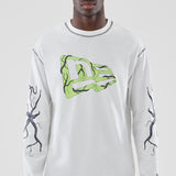 White long-sleeved Oversized Cotton t-shirt featuring the Netflix Stranger Things