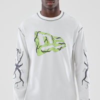 White long-sleeved Oversized Cotton t-shirt featuring the Netflix Stranger Things