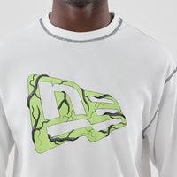 White long-sleeved Oversized Cotton t-shirt featuring the Netflix Stranger Things