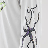 White long-sleeved Oversized Cotton t-shirt featuring the Netflix Stranger Things