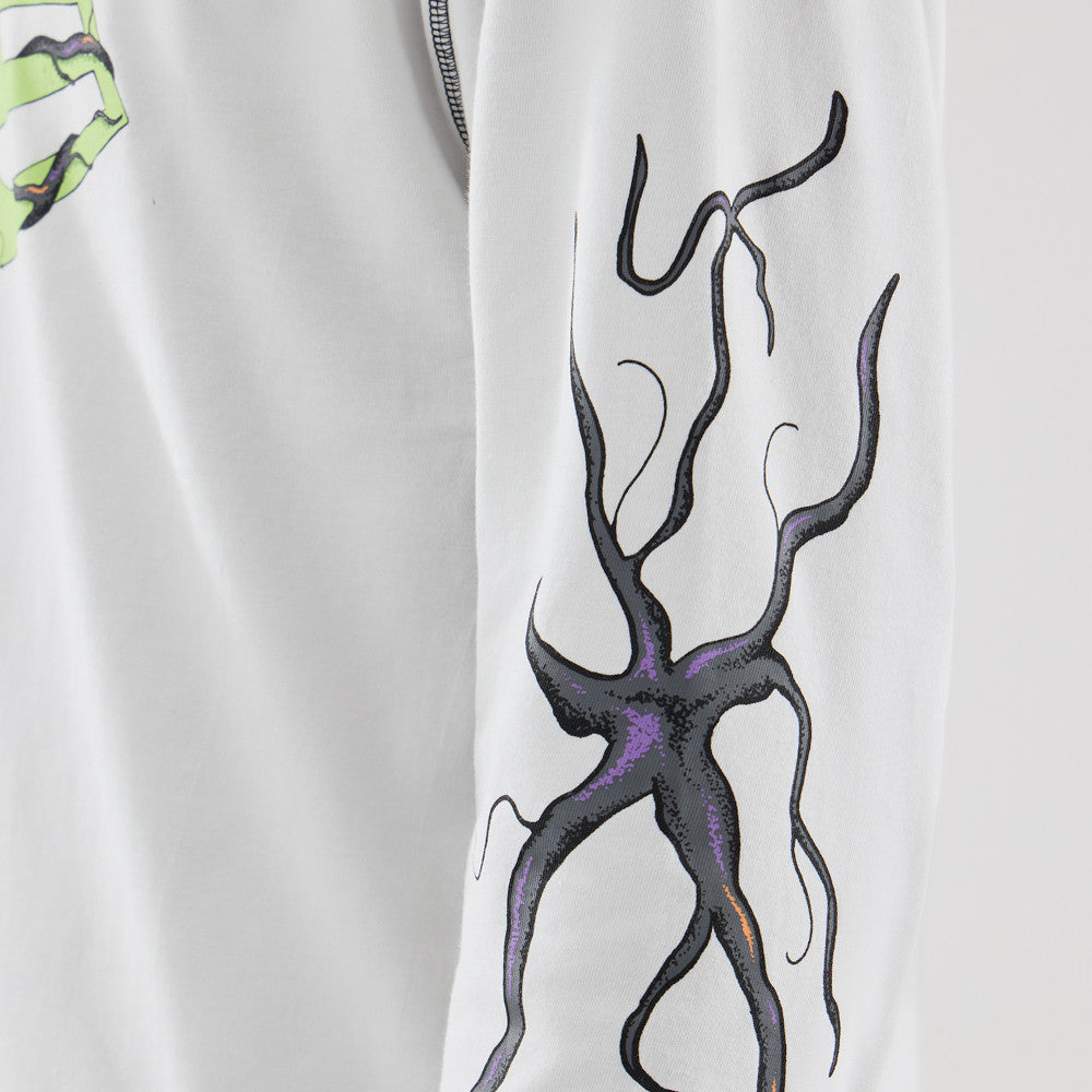 White long-sleeved Oversized Cotton t-shirt featuring the Netflix Stranger Things