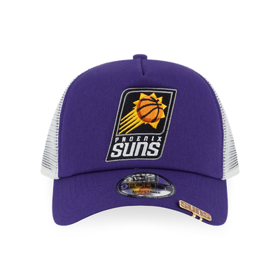 NBA PHOENIX SUNS VISOR CLIP ORCHID AND WHITE 9FORTY AF TRUCKER CAP