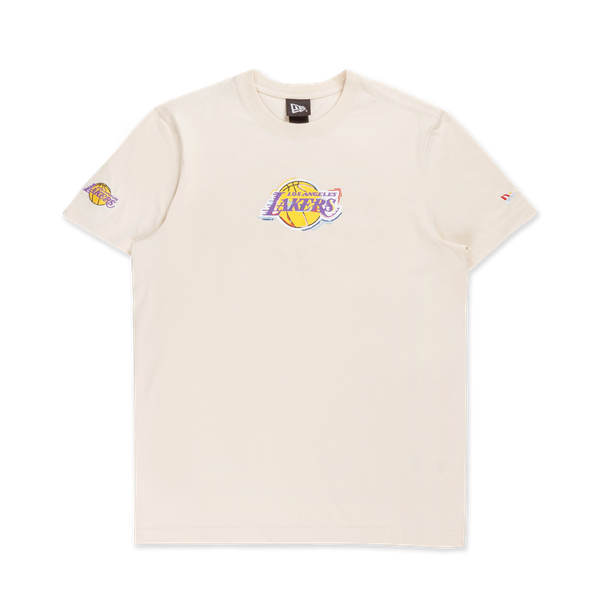 LOS ANGELES LAKERS TINT BRUSH LIGHT CREAM SHORT SLEEVE T-SHIRT