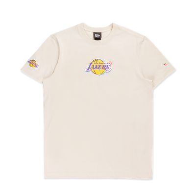 LOS ANGELES LAKERS TINT BRUSH LIGHT CREAM SHORT SLEEVE T-SHIRT