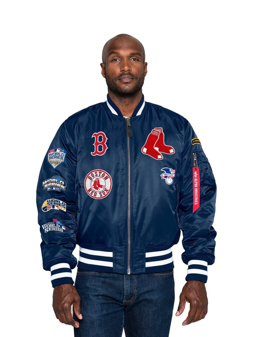 Boston Red Sox X Alpha Industries Blue Reversible Bomber Jacket New Era Singapore