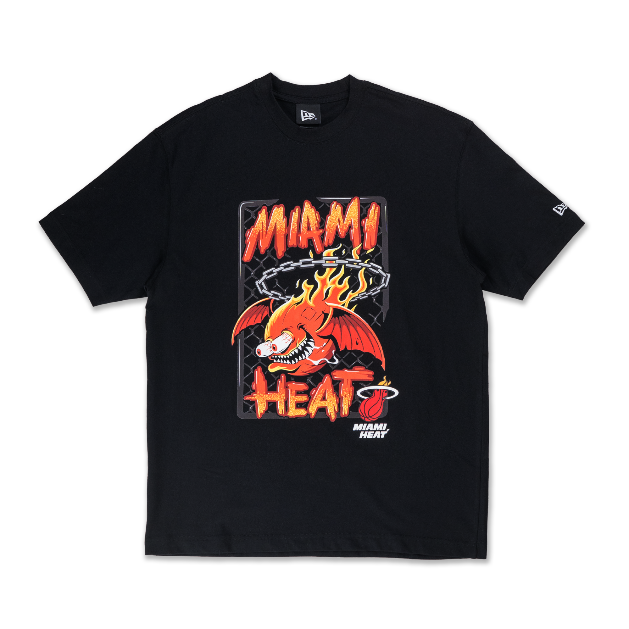 MIAMI HEAT NBA GNARLY BLACK OVERSIZED SHORT SLEEVE T-SHIRT