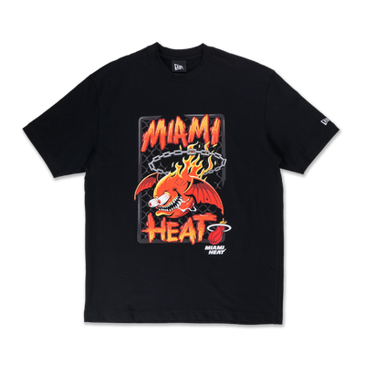 MIAMI HEAT NBA GNARLY BLACK OVERSIZED SHORT SLEEVE T-SHIRT