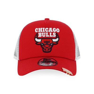 NBA CHICAGO BULLS VISOR CLIP SCARLET AND WHITE 9FORTY AF TRUCKER CAP
