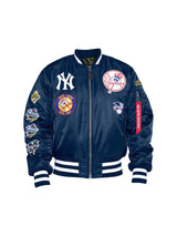New York Yankees X Alpha Industries Blue Reversible Bomber Jacket