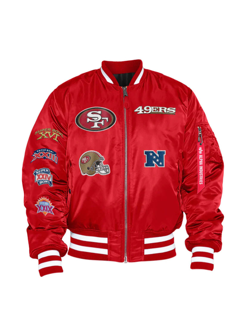 San Franscisco 49Ers X Alpha Industries Blue Reversible Bomber Jacket